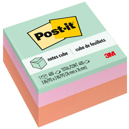 Post-it® Super Sticky Notes Cube - 3x3 Square 400 Sheets - Multicolor - Adhesive & Dispensers