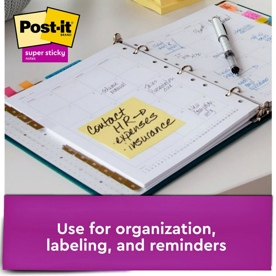 Post-it® Super Sticky Notes Dispenser - Canary Yellow 3x3 Square Flags - 18 Pack - Adhesive & Dispensers