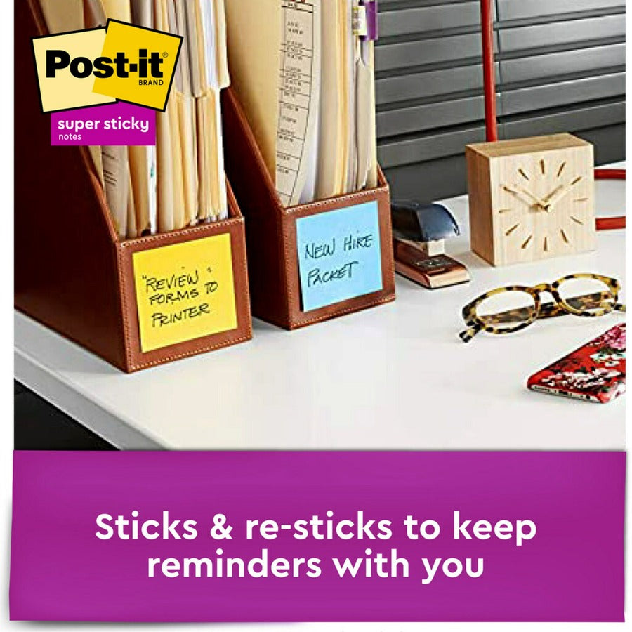 Post-it® Super Sticky Notes Dispenser - Playful Primaries Collection - 3x3 Square Flags - Candy Apple Red Blue Paradise