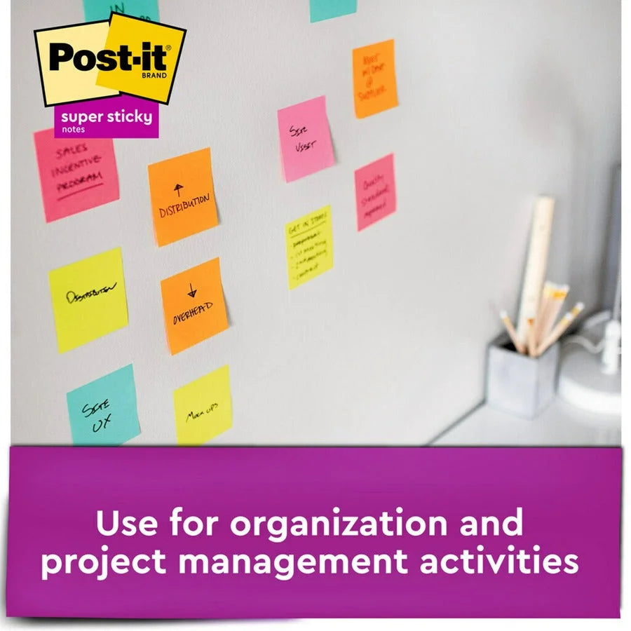 Post-it® Super Sticky Notes - Energy Boost Collection - 3x3 Square - 90 Sheets - Vital Orange Tropical Pink Sunnyside