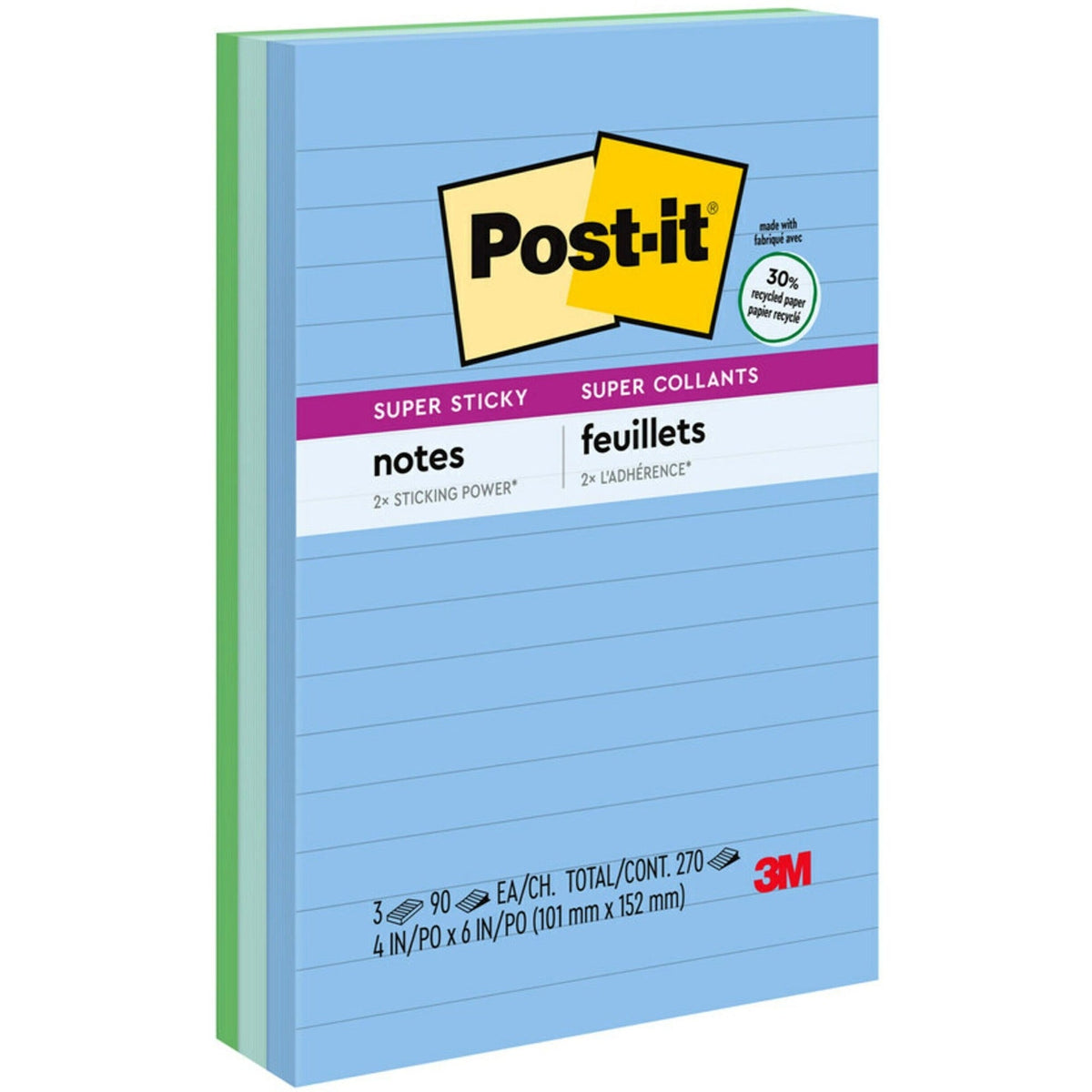 Post-it&reg; Super Sticky Notes - Oasis Color Collection - 2000