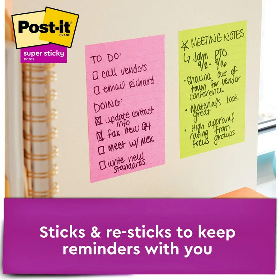 Post-it® Super Sticky Notes: Supernova Neons Collection - 270 Multicolor Flags - Ruled Self-adhesive - 3 Pack