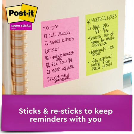 Post-it® Super Sticky Notes: Supernova Neons Collection - 270 Multicolor Flags - Ruled Self-adhesive - 3 Pack