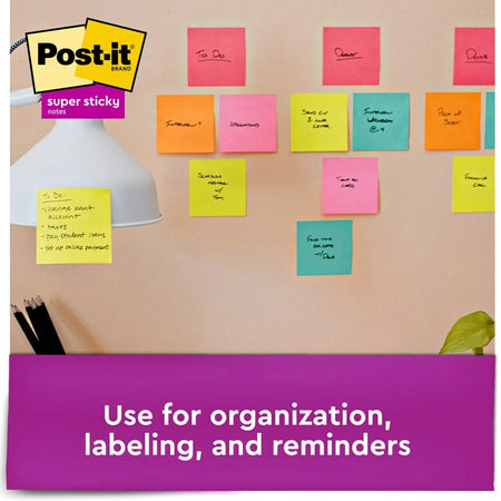 Post-it® Super Sticky Notes: Supernova Neons Collection - 3’’ Square Flags 90 Sheets - Aqua Lime Guava Pink Iris