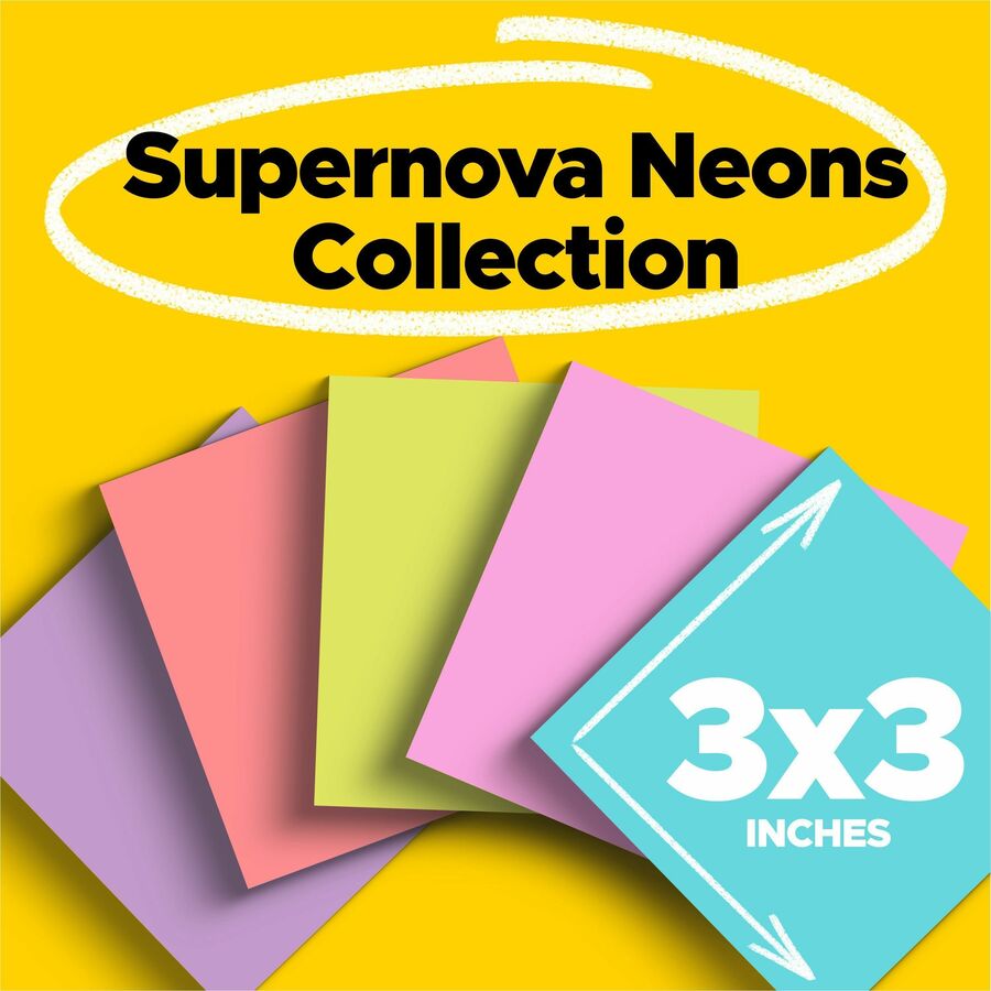 Post-it® Super Sticky Notes - Supernova Neons Color Collection - Top