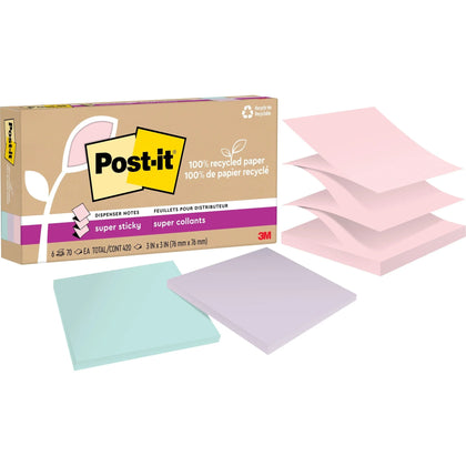 Post-it® Super Sticky Wanderlust Pastel Notes - 3x3 - 70 Sheets - 6 Pack - Adhesive & Dispensers