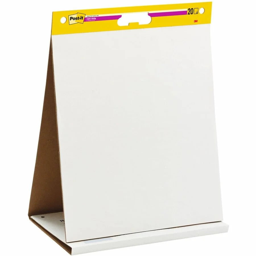 Post-it® Tabletop Easel Pads: 20 Sheets Plain Self-Adhesive - White Paper - Pads
