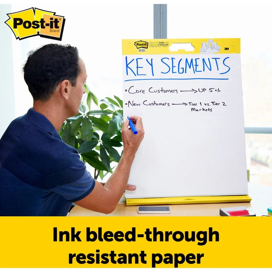 Post-it® Tabletop Easel Pads: 20 Sheets Plain Self-Adhesive - White Paper - Pads