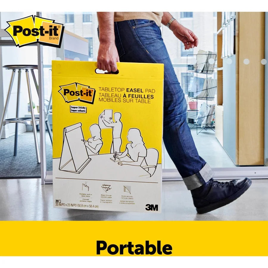Post-it® Tabletop Easel Pads: 20 Sheets Plain Self-Adhesive - White Paper - Pads