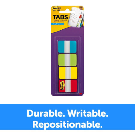 Post-it® Tabs in On-the-Go Dispenser - 88 Write-on Tab(s) - 1.50’’ Tab Height x 1’’ Width - Index Accessories & Page