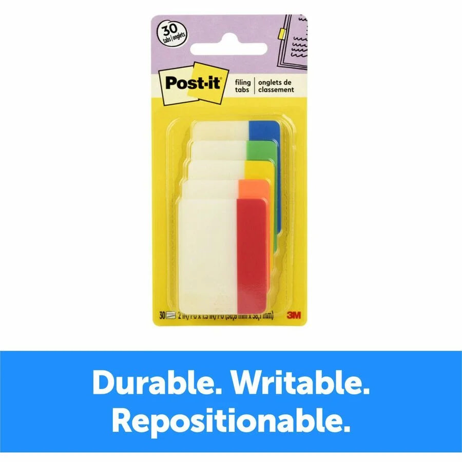 Post-it® Tabs: Write-on 2’’ Tabs in 5 Colors - Removable & Durable - 30/Pack - Index Accessories Page Markers
