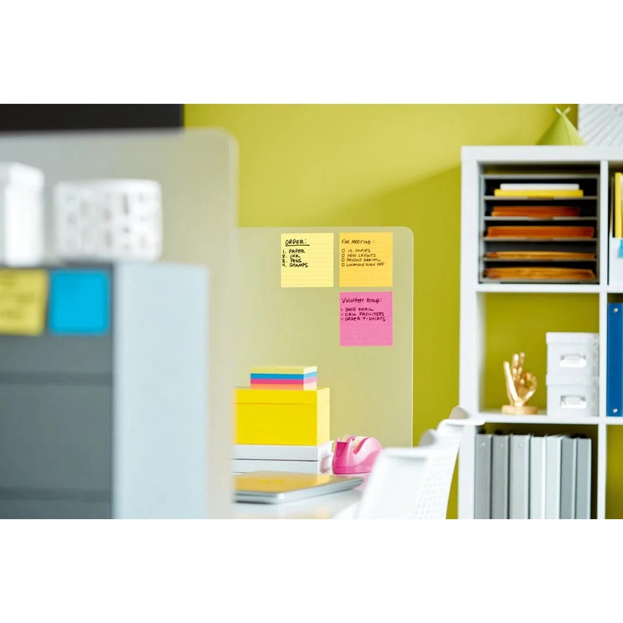 Post-it Super Sticky Lined Notes - 4x4 Square Canary Yellow - 6 Pack - Adhesive & Dispensers
