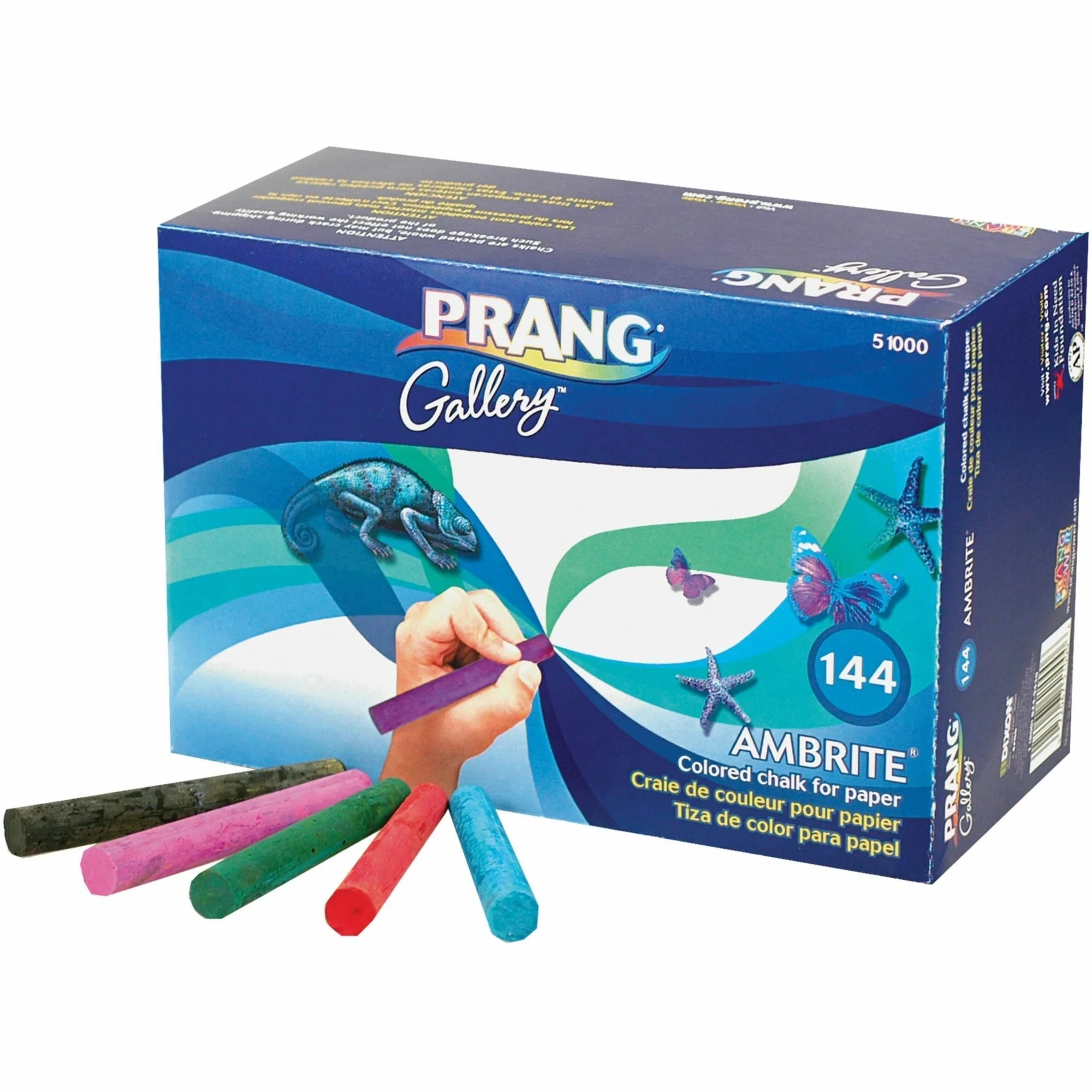 Prang Ambrite Paper Chalk - Assorted Colors - 144/Box - Chalks