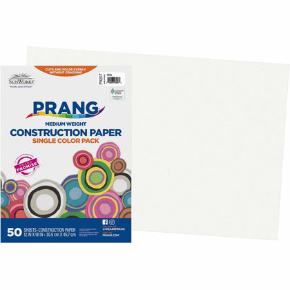 Prang Construction Paper: 12x18 White Sheets - 50 Pack - Paper