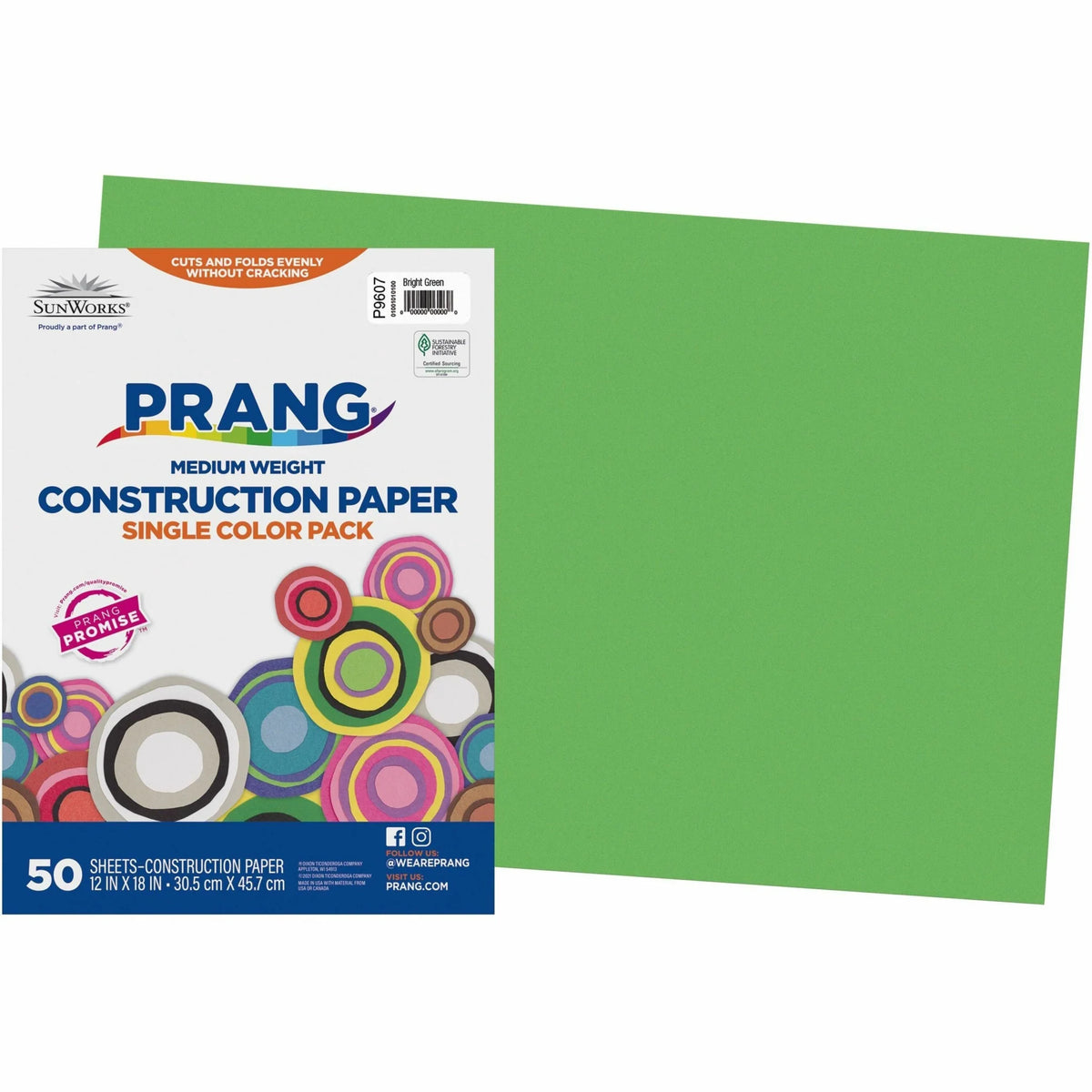 Prang Construction Paper: Bright Green 18’’ x 12’’ - 50/Pack - Paper