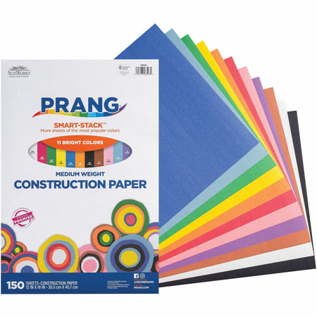 Prang Construction Paper Smart-Stack - 11 Colors - 12’’ x 18’’ - 150/Pack