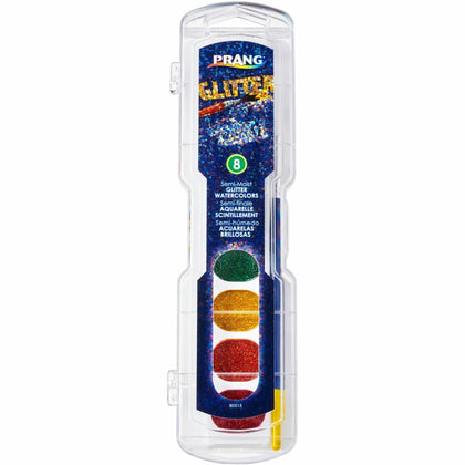 Prang Glitter Watercolors Set - 8 Assorted Colors - Washable - 0.11 fl oz - Paint