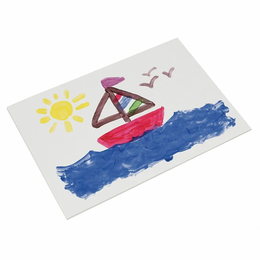 Prang Gloss Coat Fingerpaint Paper: White Non-Absorbant - 22’’ x 16’’ - 100/Pack - Drawing Paper & Sketch Pads