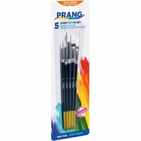 Prang Hobby Brush Set: Assorted Brushes with Wood Red Handle - Paint Accessories