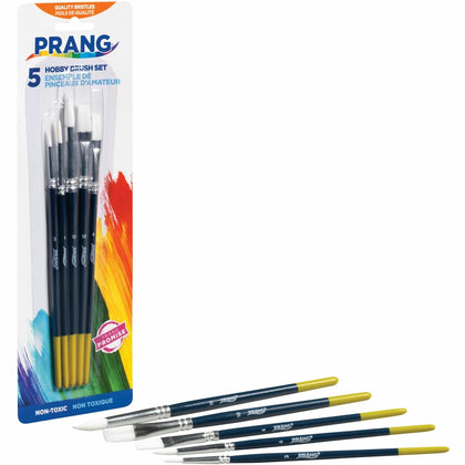 Prang Hobby Brush Set: Assorted Brushes with Wood Red Handle - Paint Accessories