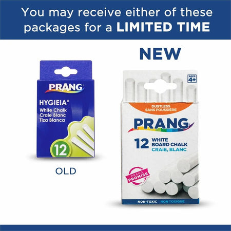 Prang Nontoxic Chalk Sticks - White - 12/Box - Bundle - Chalks