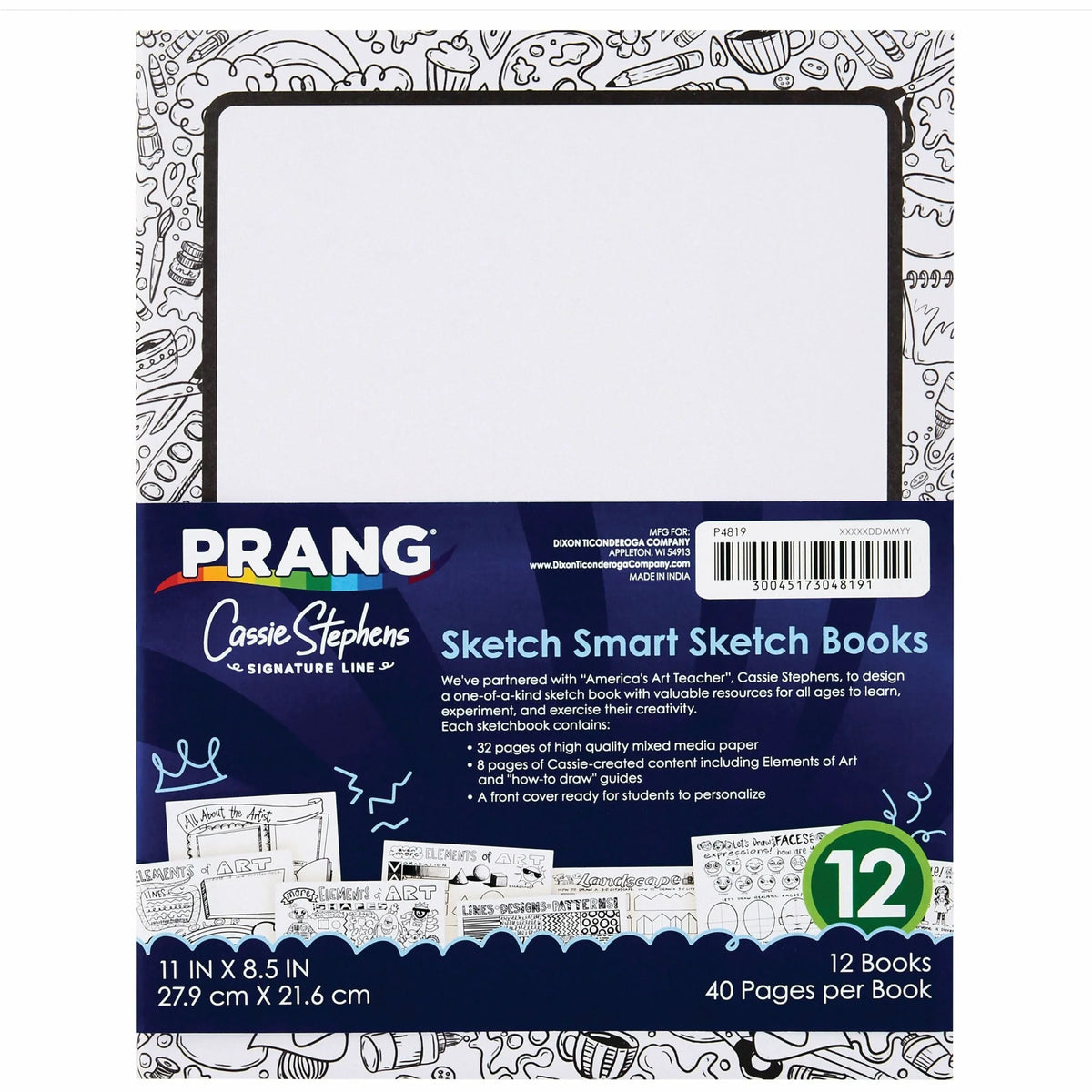 Prang Sketch Smart Book - 40 Sheets - Letter Size - Acid-free Heavyweight Paper - Drawing & Pads