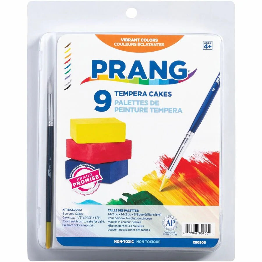 Prang Tempera Cakes Paint Kit - 9 Color Multicolor Set