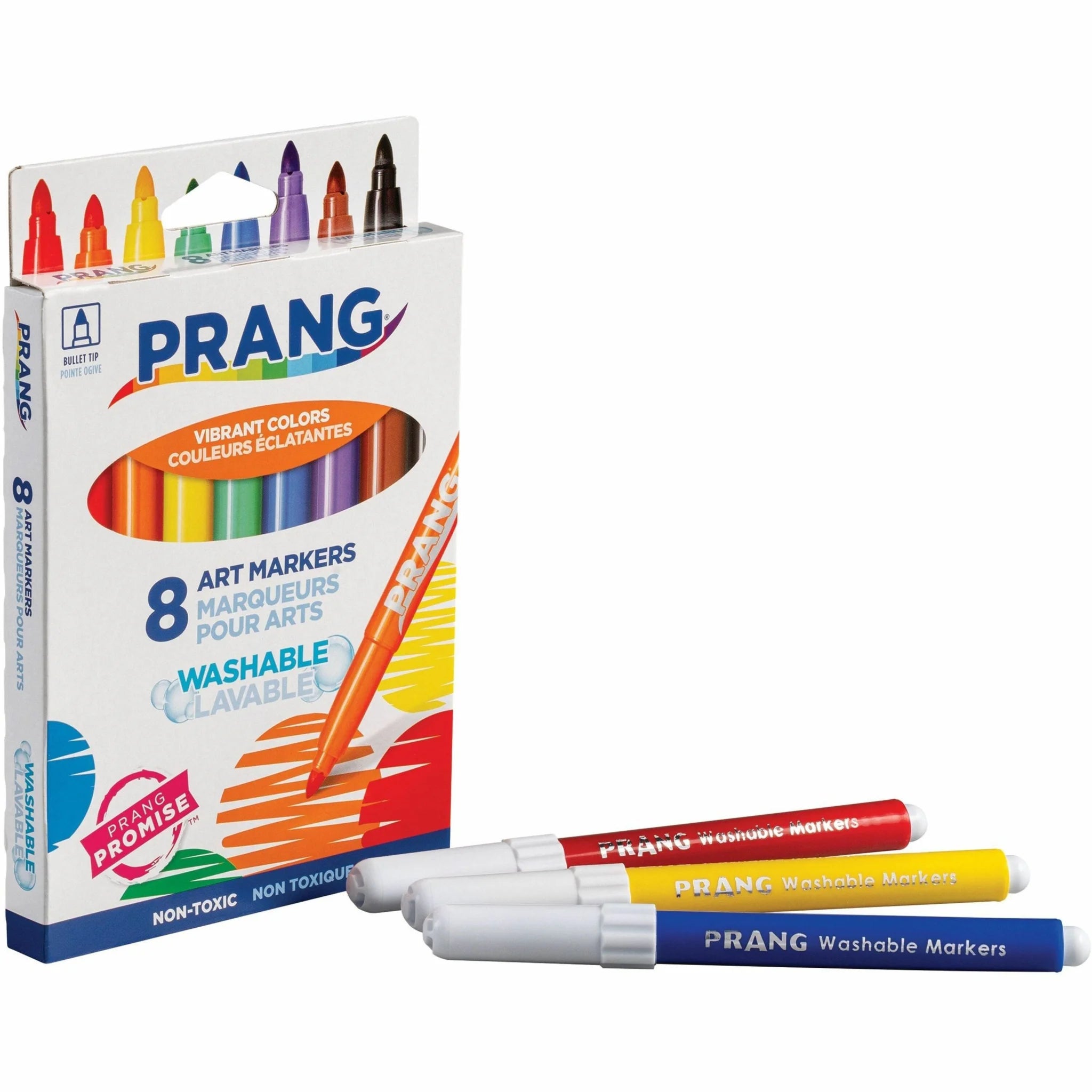 Prang Washable Art Markers - Broad Bullet Point - Assorted Ink - 8/Set
