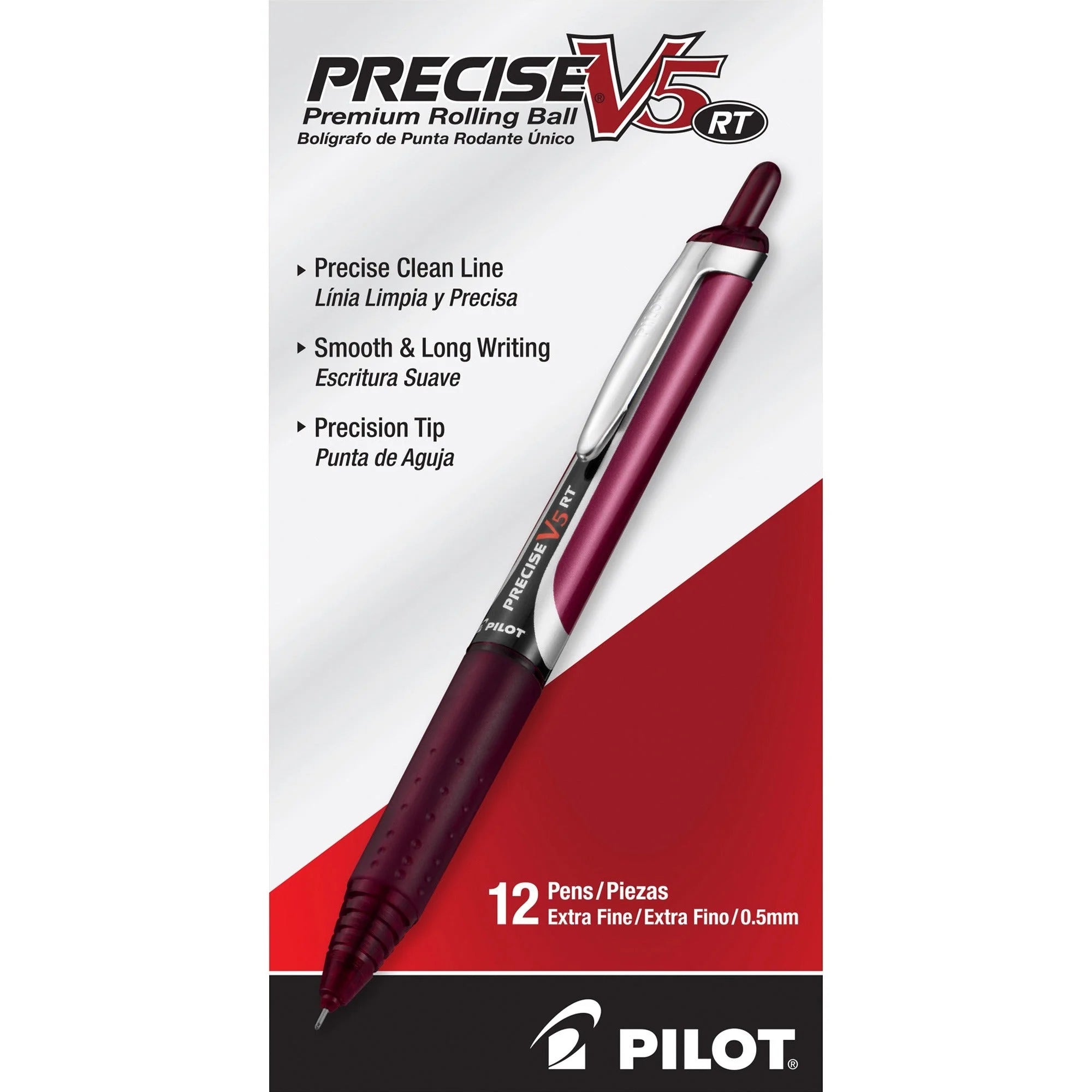PRECISE Rollingball 0.5mm Retractable Pen: Red Ink Extra Fine Point - Pens