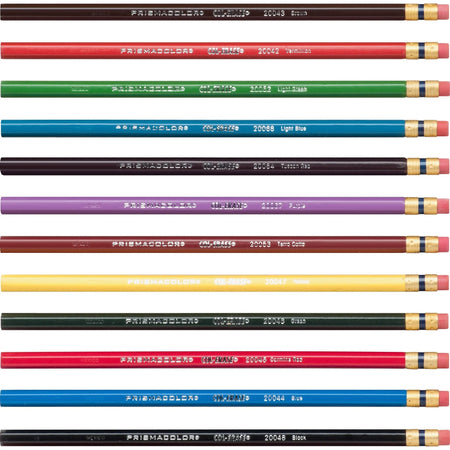 Prismacolor Col-Erase Pencils Set - Tuscan Red Terracotta Blue Carmine - 12 Assorted Barrel - Specialty Marking &