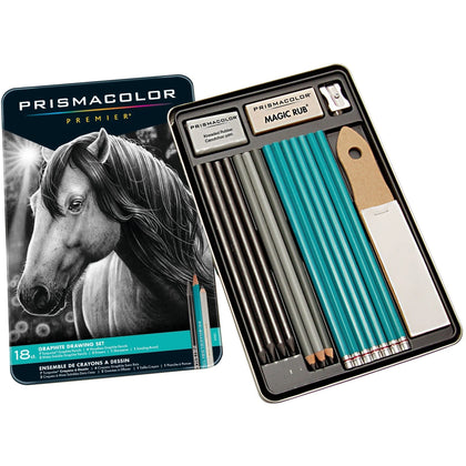 Prismacolor Premier Graphite Pencil Set - 18 Pack - Various Grades - Latex-free Eraser - Specialty Marking & Colored