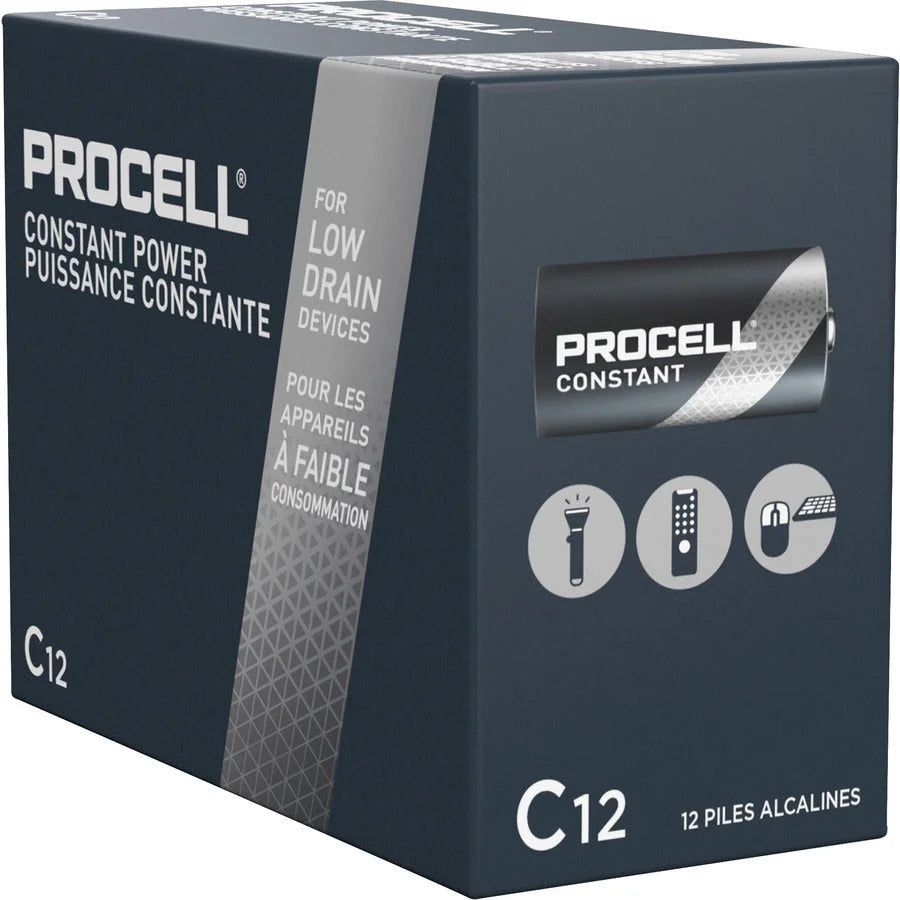 Procell by Duracell Alkaline C Batteries - 7000 mAh - 1.5V - 12/Box - & Battery Chargers