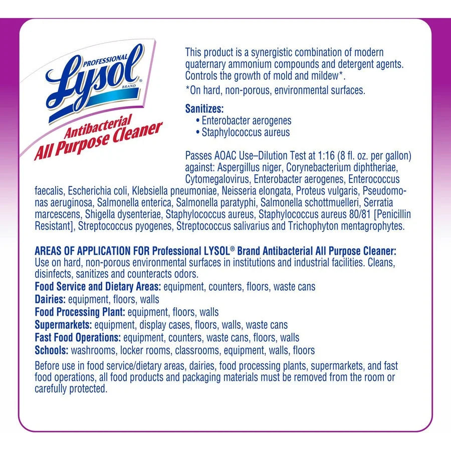 Professional Lysol Antibacterial Cleaner - 128 fl oz Concentrate - Heavy Duty Disinfectant - Disinfectants