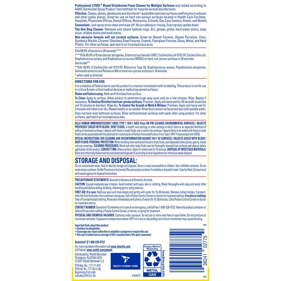 Professional Lysol Disinfectant Foam Cleaner - Alternate-Image1