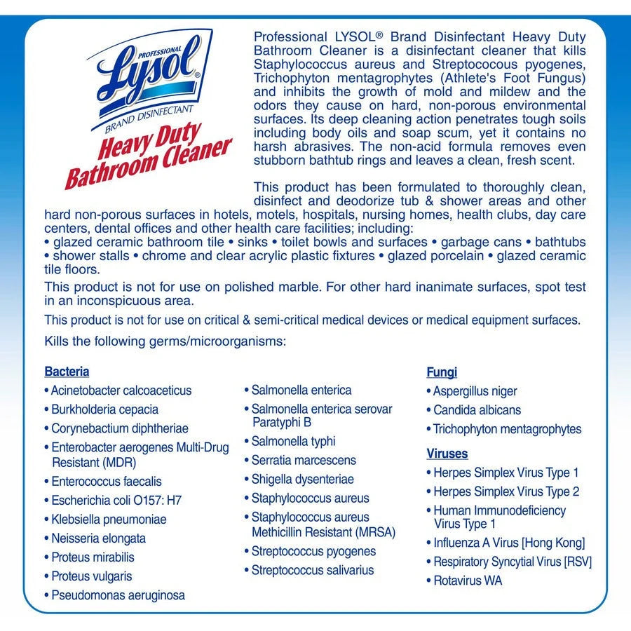 Professional Lysol Heavy-Duty Bathroom Cleaner - 128 fl oz Concentrate - Citrus Floral Scent - Disinfectants