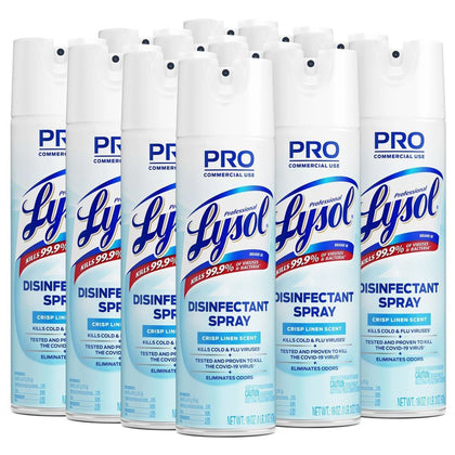 Professional Lysol Linen Disinfectant Spray | 19 fl oz - Crisp Scent | Odor & Germs Remover - Disinfectants
