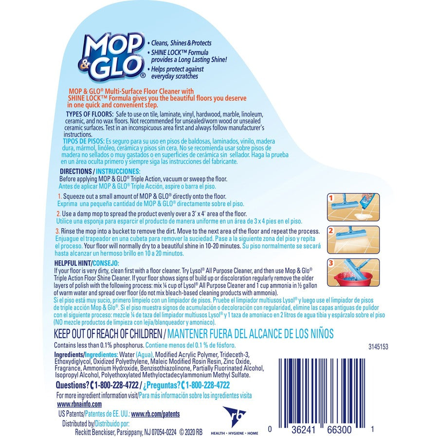 Professional MOP & GLO® Triple Action Floor Shine Cleaner - For Wood Vinyl Linoleum Ceramic Tile - Floor/Carpet