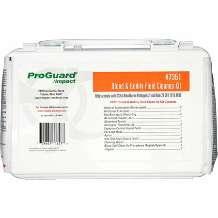 ProGuard Blood/Bodily Fluid Cleanup Kit - Plastic Case - 1 Each - Medical Spill Kits