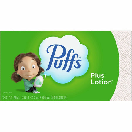 Puffs Basic Facial Tissue - Green - 124 Sheets - Convenient Box - Tissues