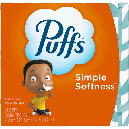 Puffs Basic Facial Tissue 8.40’’ Width x 8.20’’ Length 64 / Box 2 Ply White/ (PGC84405) - Tissues
