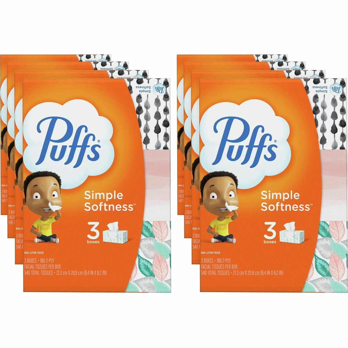 Puffs Basic Facial Tissues - 2 Ply - AssortedBox - 180/Box - 24 / Carton
