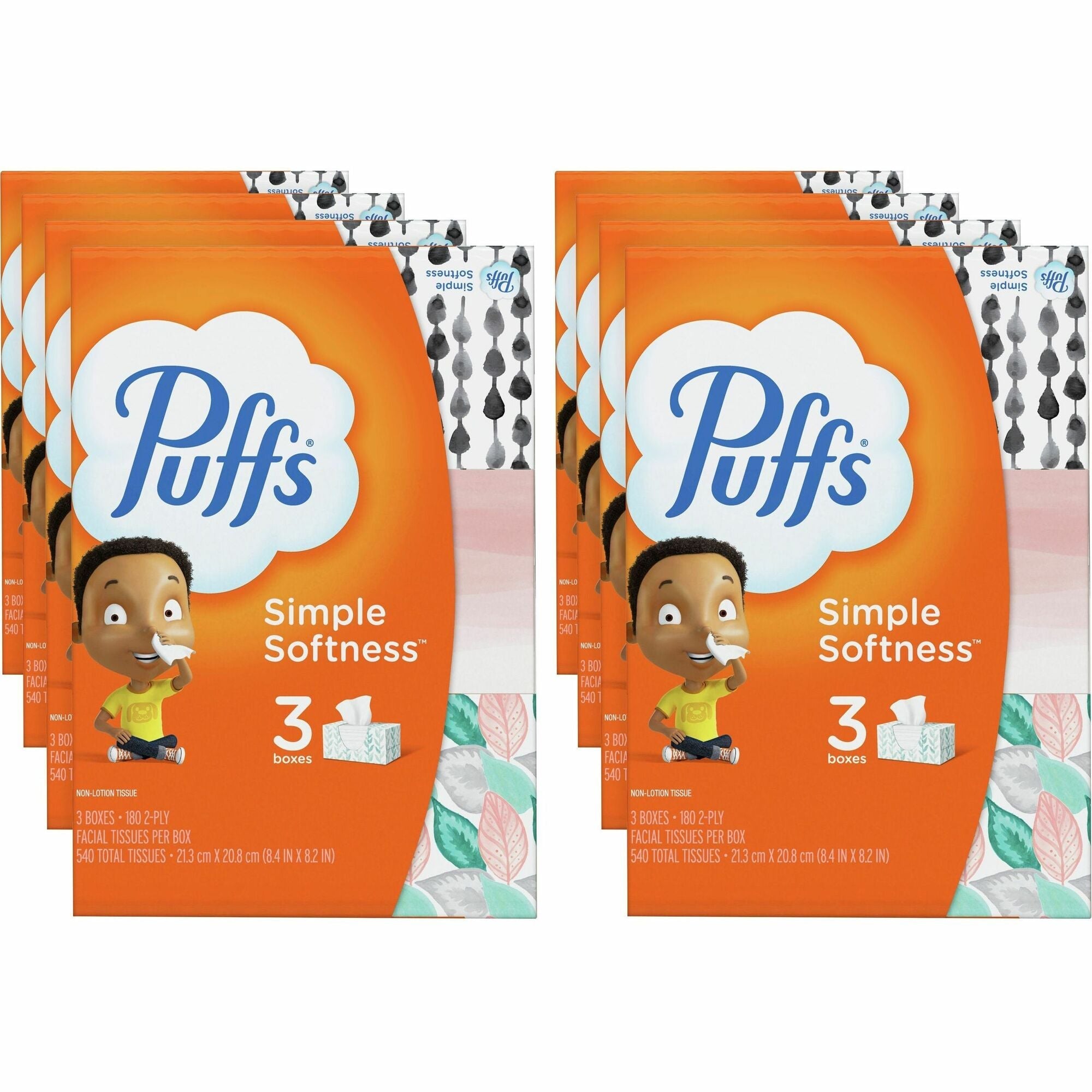 Puffs Basic Facial Tissues - 2 Ply - AssortedBox - 180/Box - 24 / Carton