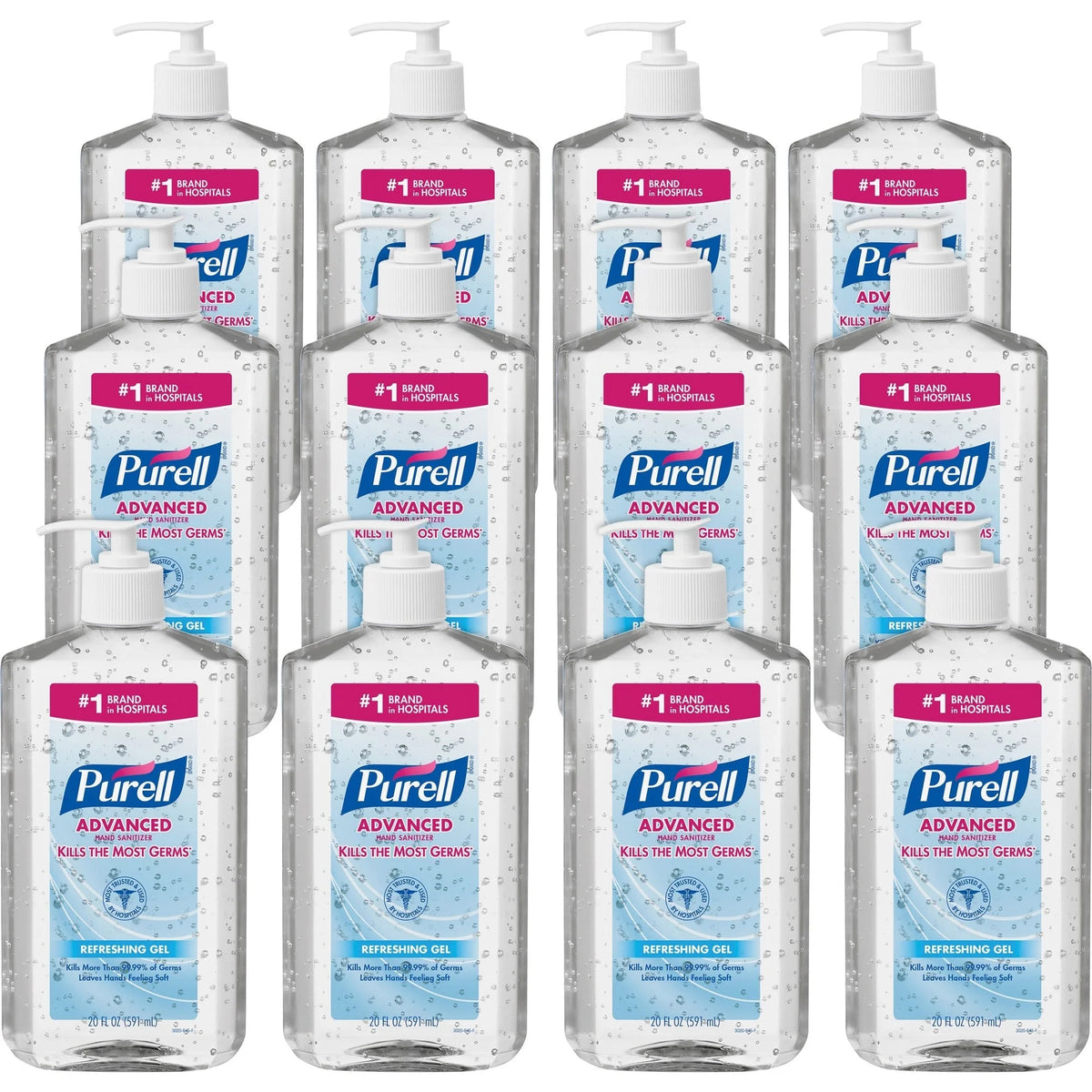 PURELL® Advanced Hand Sanitizer: Clean Scent Moisturizing Formula - 20 fl oz Pump Bottle - 12/Carton - Sanitizers