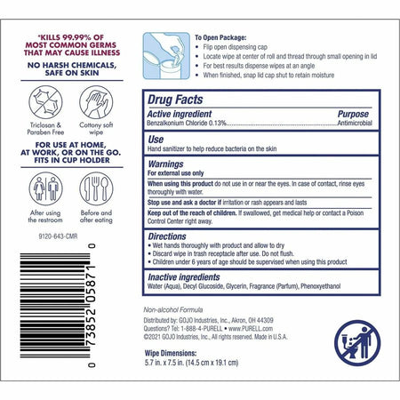 PURELL Clean Scent Hand Sanitizing Wipes - White - 40 Per Canister - 1 Each - Sanitizers