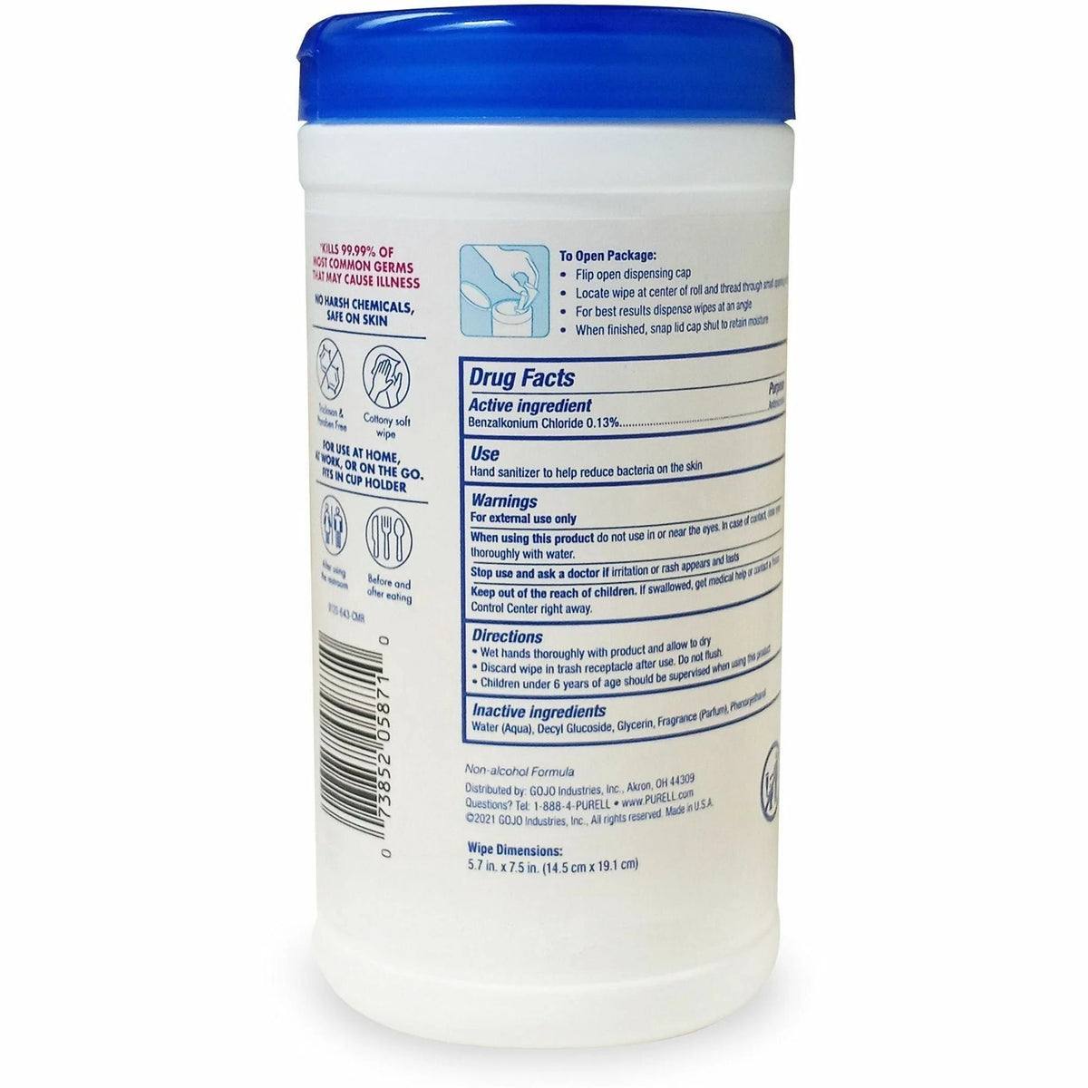 PURELL Clean Scent Hand Sanitizing Wipes - White - 40 Per Canister - 6 / Carton - Sanitizers