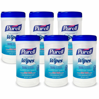 PURELL® Clean Scent Hand Sanitizing Wipes - White - 40 Per Canister - 6 / Carton - Sanitizers