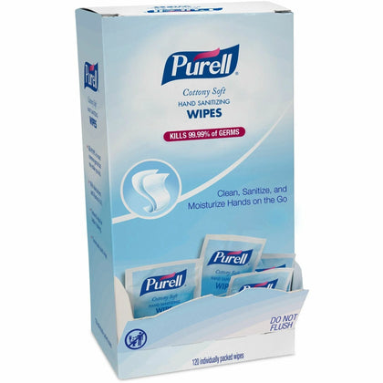 PURELL® Cottony Soft Sanitizing Wipes - 5x7 - White - 120/Box - Hand Sanitizers