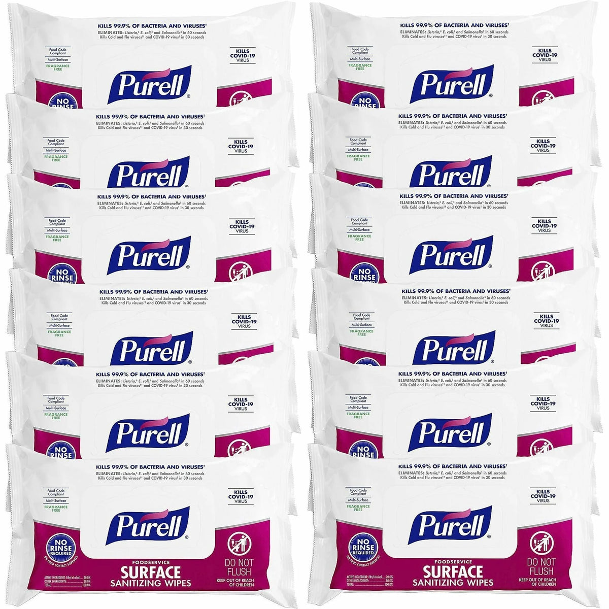 PURELL® Foodservice Surface Sanitizing Wipes - 72 per Packet - 12 Cartons - Cleaning
