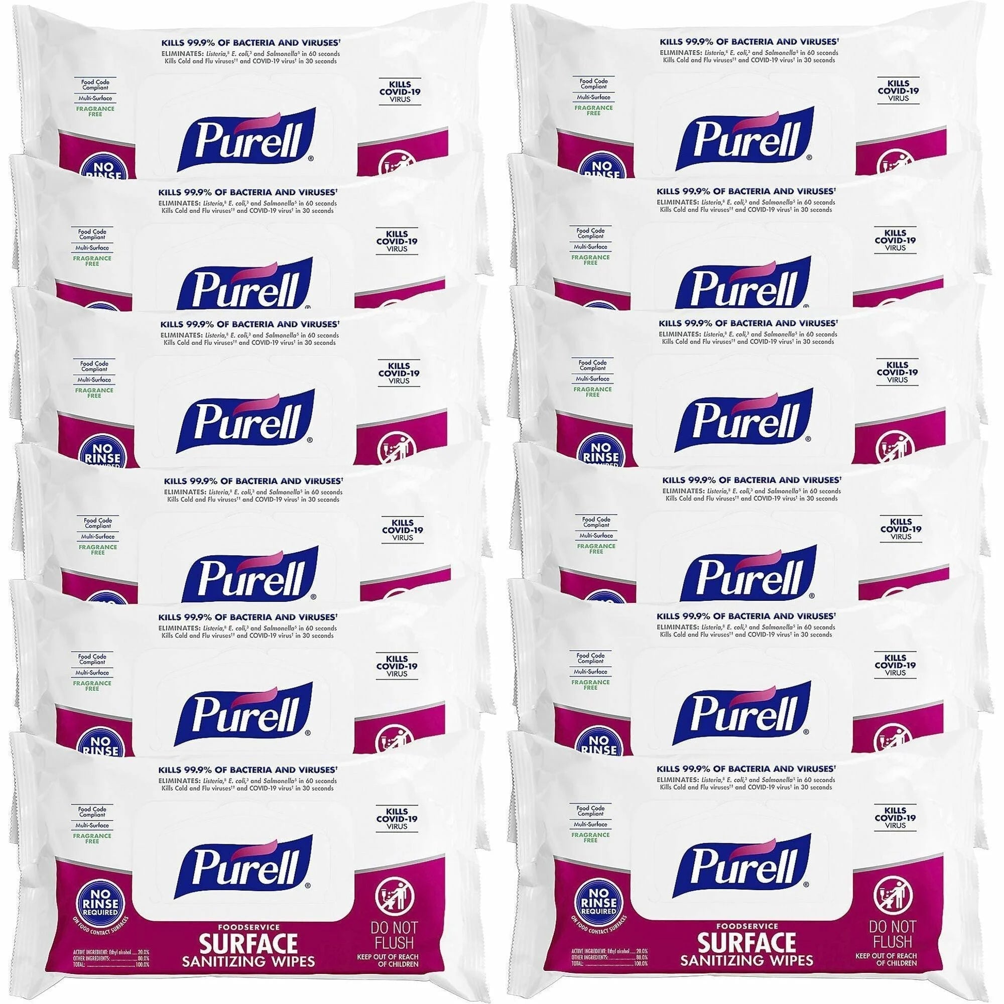 PURELL® Foodservice Surface Sanitizing Wipes - 72 per Packet - 12 Cartons - Cleaning