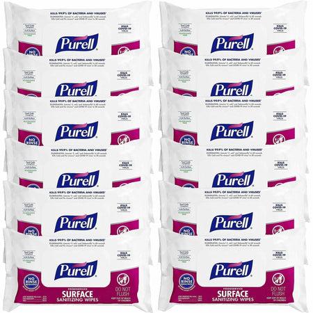 PURELL® Foodservice Surface Sanitizing Wipes - 72 per Packet - 12 Cartons - Cleaning